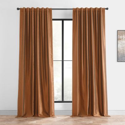 Half Price Drapes Vintage Textured Faux Dupioni Silk Blackout Curtain