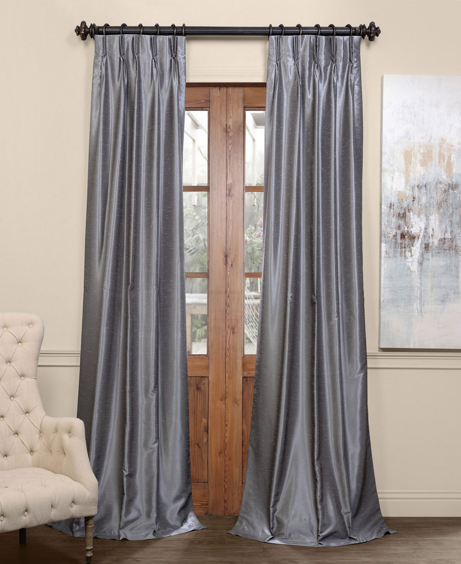 Шторы Half Price Drapes с французской складкой, винтажная текстура, имитация шелка Dupioni, блэкаут