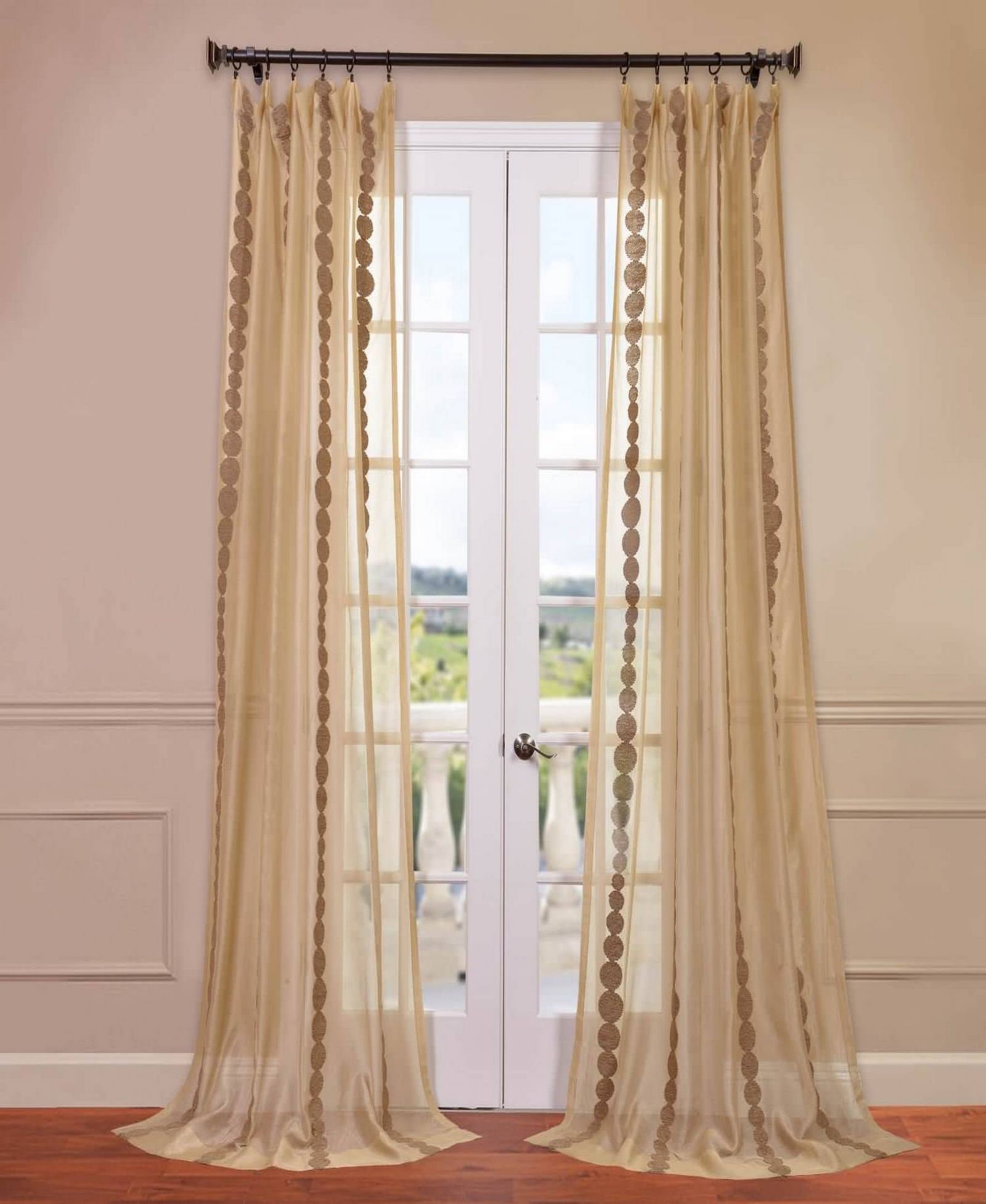 Half Price Drapes Embroidered Striped Sheer Curtain