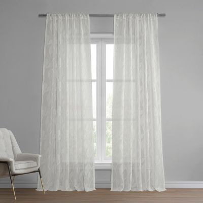 Half Price Drapes Floral Patterned Faux Linen Sheer Curtain