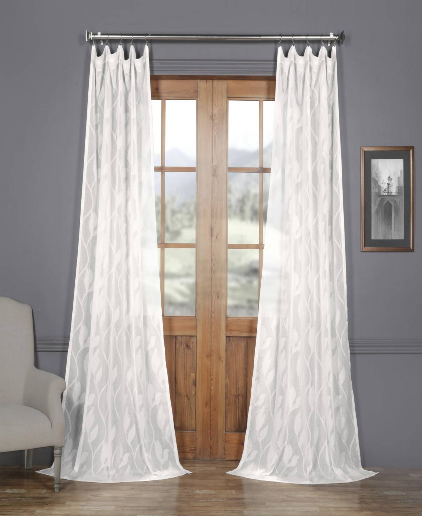 Half Price Drapes полупрозрачная штора из искусственного льна с цветочным узором