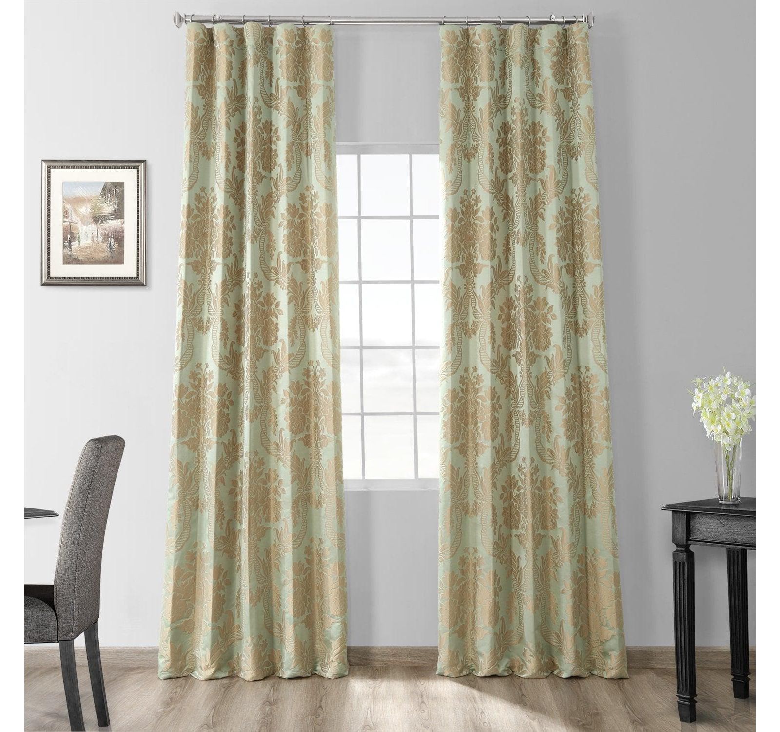 Half Price Drapes шторы с затемнением из искусственного шелка жаккард с дамасским узором Magdelena Jade & Gold
