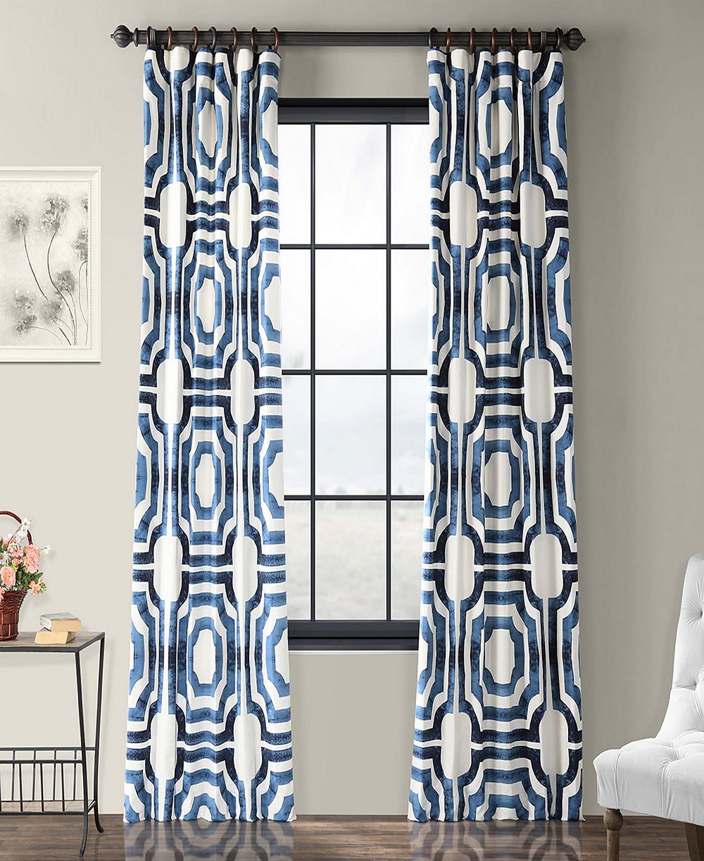 Светонепроницаемая хлопковая штора Half Price Drapes с геометрическим принтом