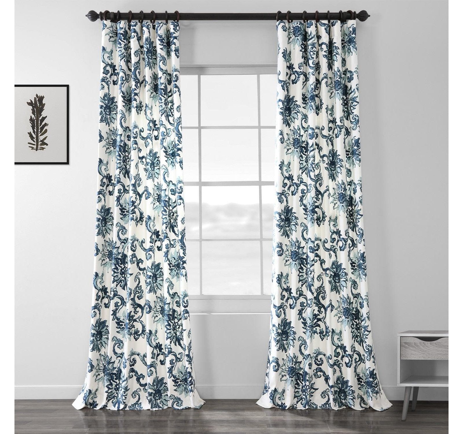 Half Price Drapes Floral Printed Cotton Room Darkening Curtain