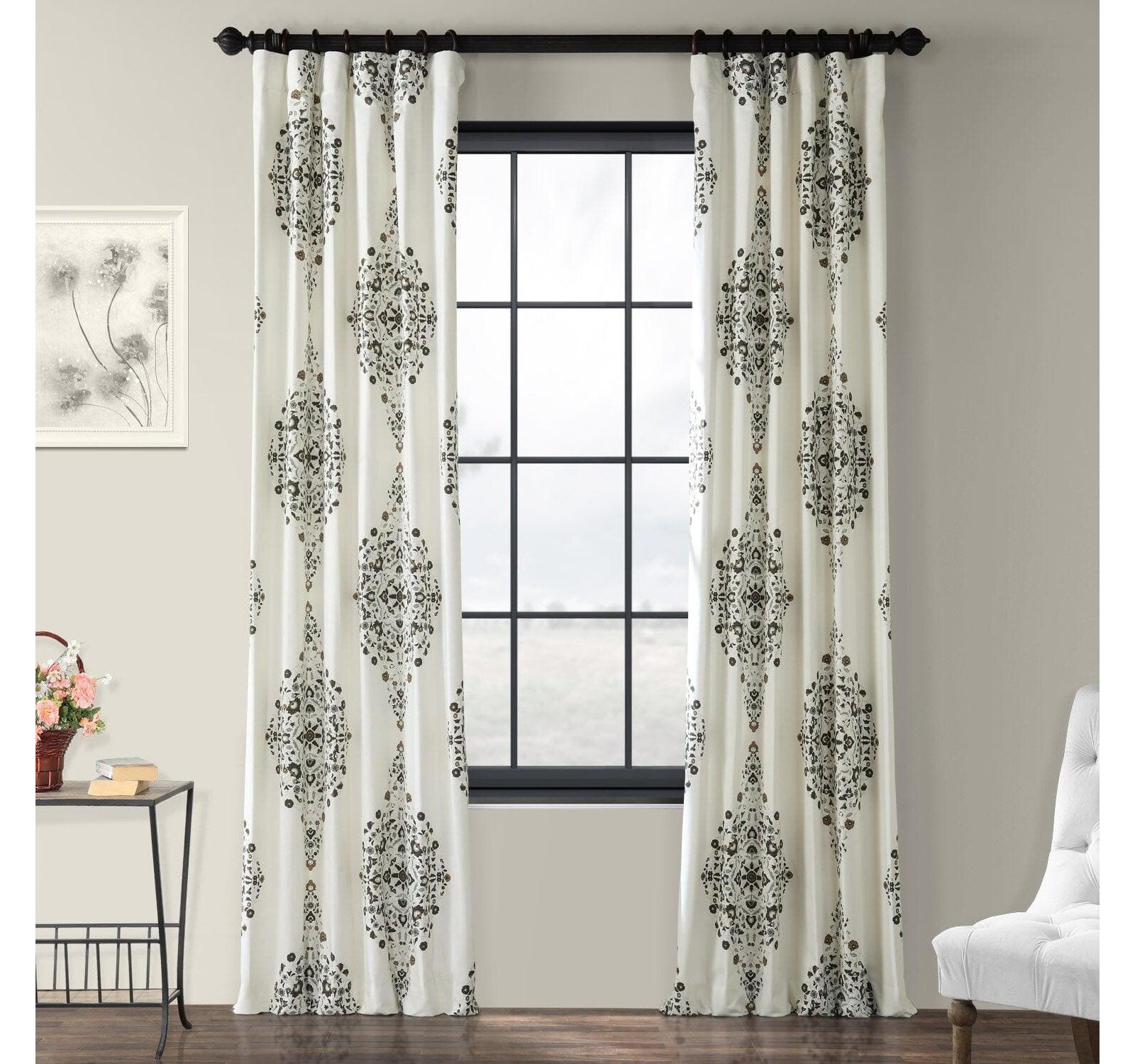 Half Price Drapes Хлопковая штора с принтом Emblem, светонепроницаемая