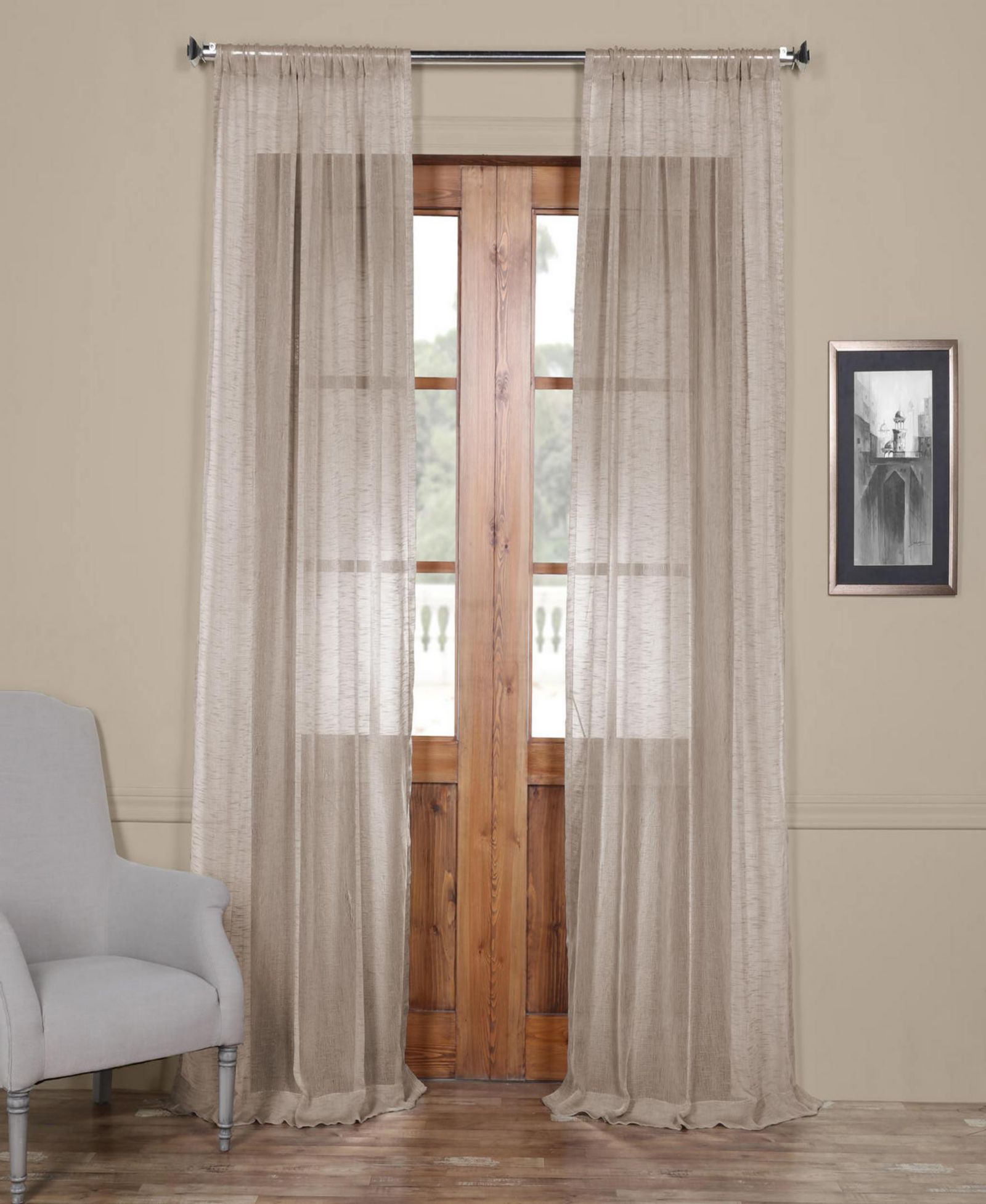 Half Price Drapes Open Weave Linen Blend Sheer Curtain