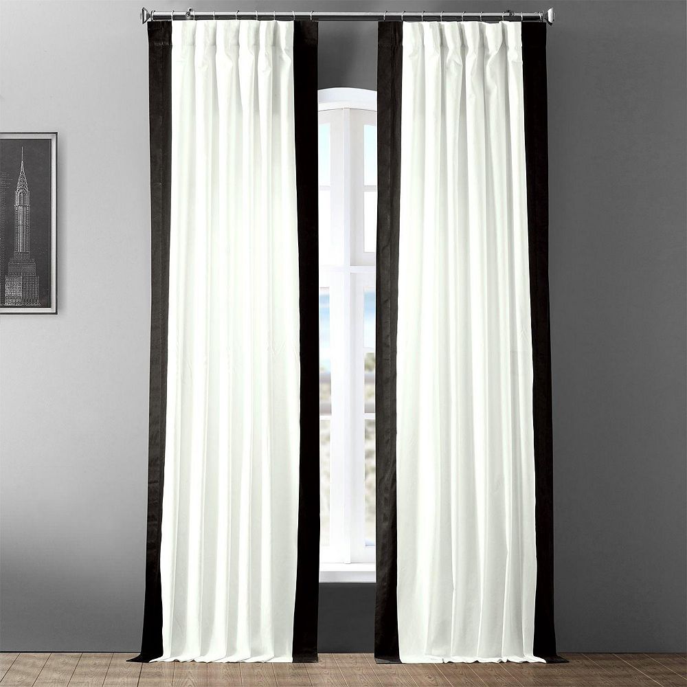 Half Price Drapes Bordered Vertical Printed Cotton Curtain