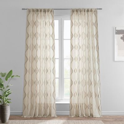Прозрачная тюлевая штора Half Price Drapes с вышитым полосатым узором из искусственного льна
