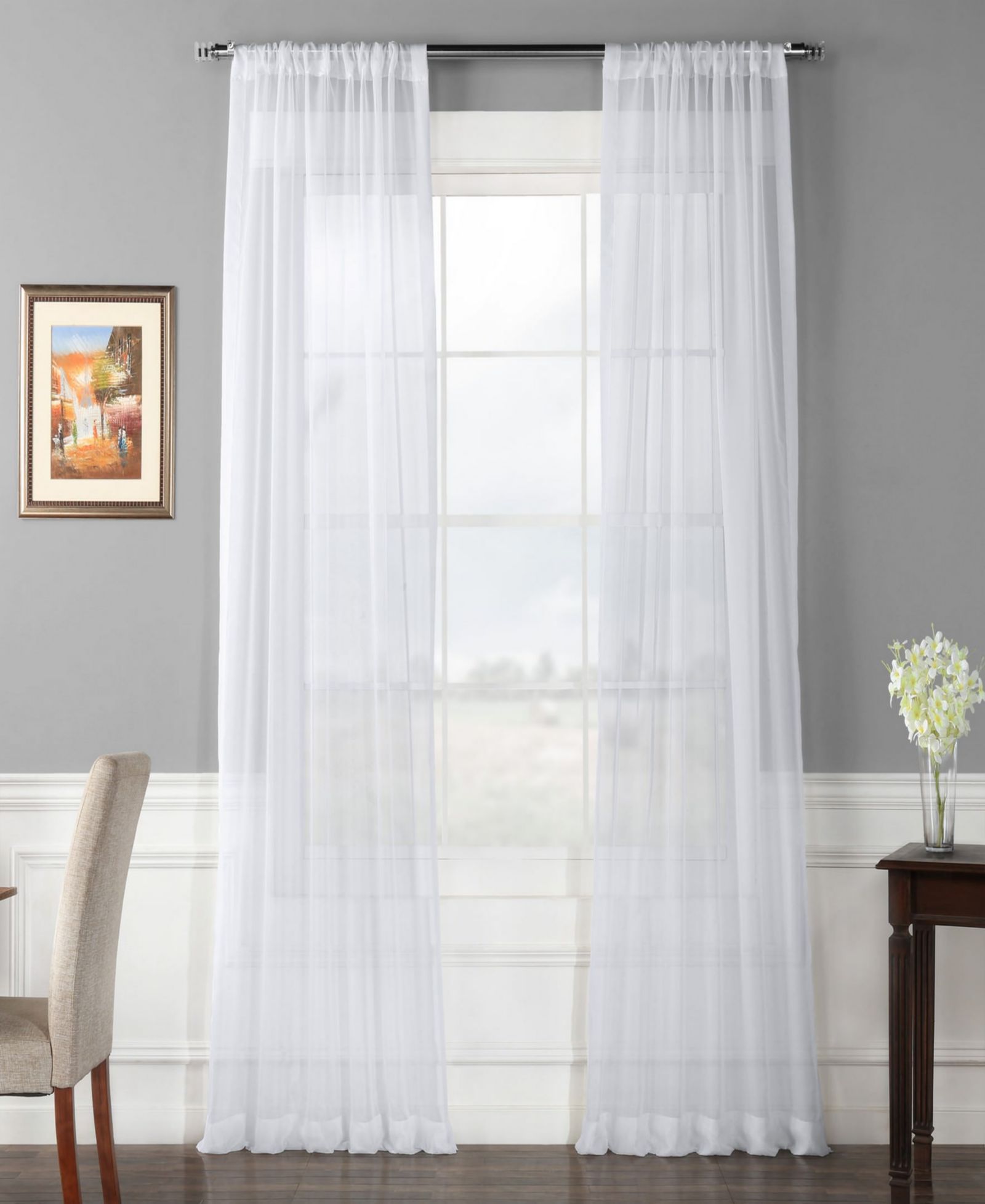 Парные прозрачные шторы Half Price Drapes Solid White Sheer (2 панели)
