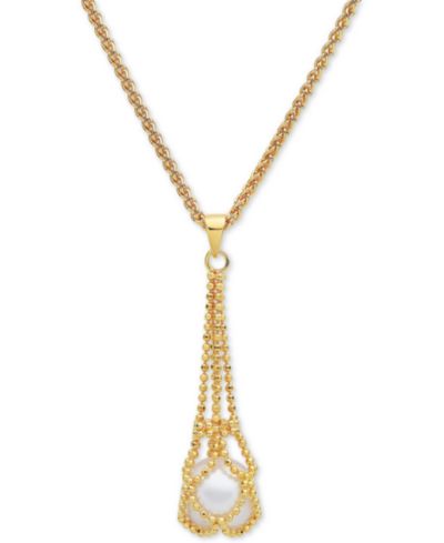 Подвеска EFFY® Cultured Freshwater Pearl 18" в 18k Gold-Plate Over Sterling Silver