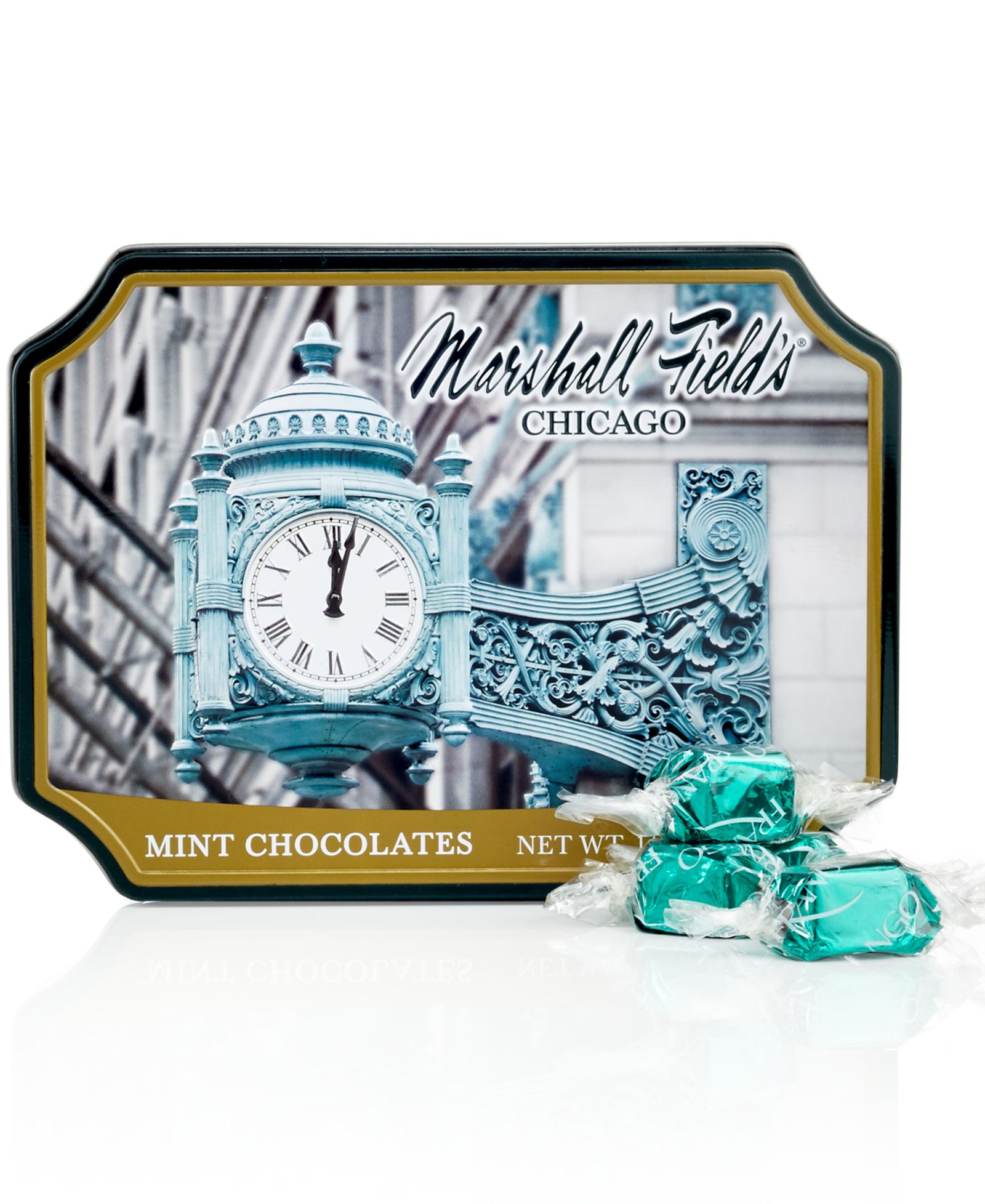 Frango Chocolates Marshall Field's молочный шоколад с мятой в жестяной банке