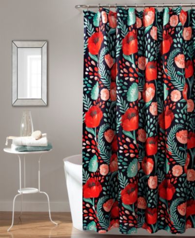 Lush Décor Poppy Garden Shower Curtain, 72" x 72"