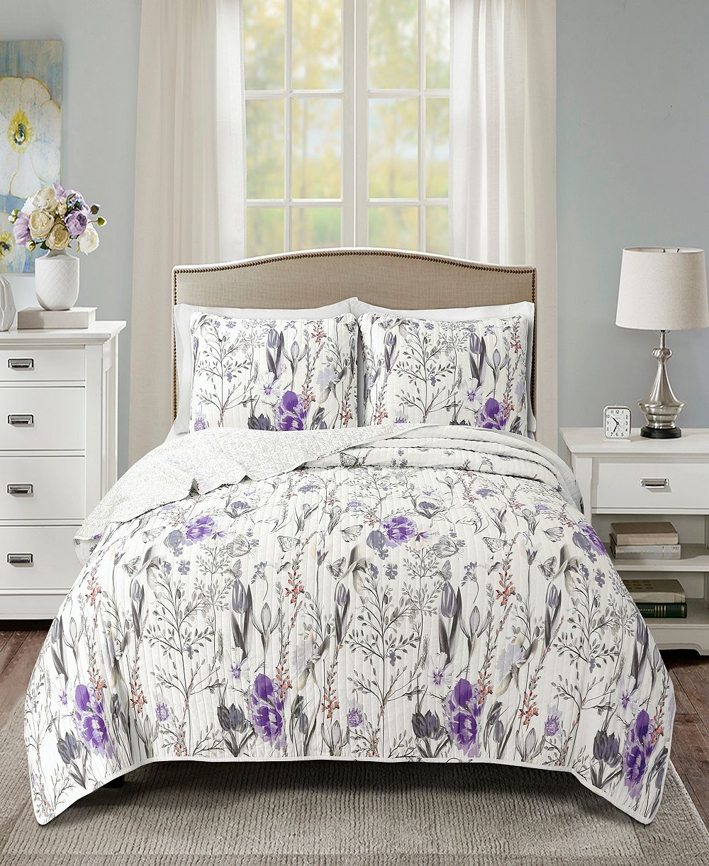 Lush Décor Adalia Reversible 3-Piece Quilt Set, Full/Queen