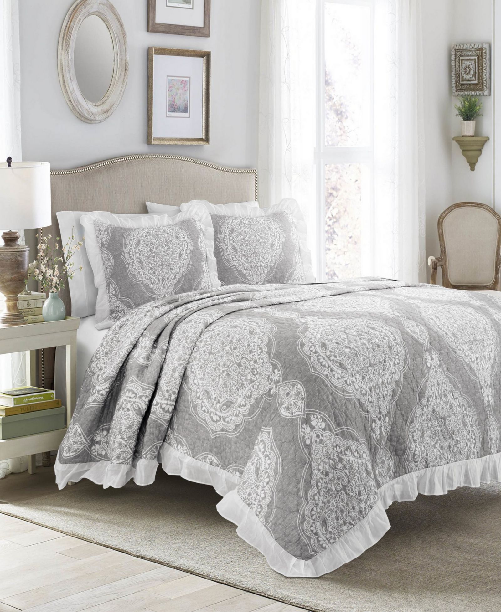 Lush Décor Lucianna Ruffle Edge Cotton 3-Pc. Bedspread Set, King