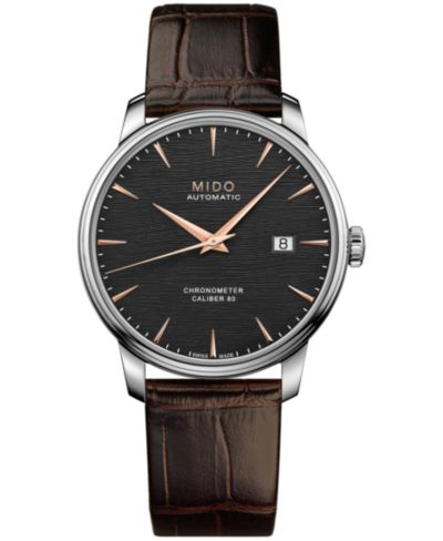 Часы Mido Men's Swiss Automatic Baroncelli Brown Leather Strap 40mm