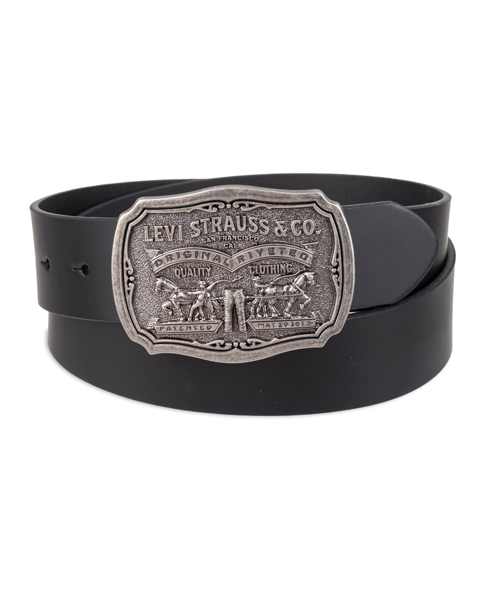 40MM Levi's Men's Leather Belt with Plaque Buckle