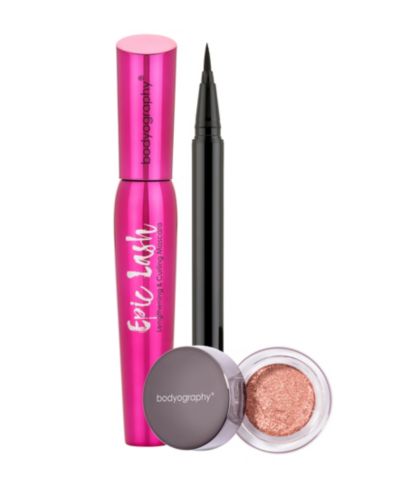 Bodyography Liquid Liner, Glitter Eye shadow, Mascara Bundle