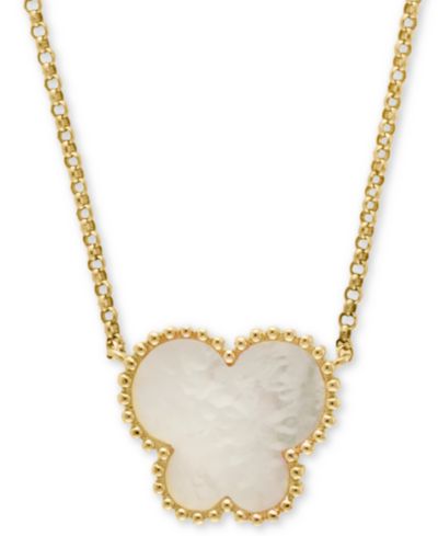 Подвеска-ожерелье EFFY® Butterfly из перламутра 18" в 14k желтом золоте