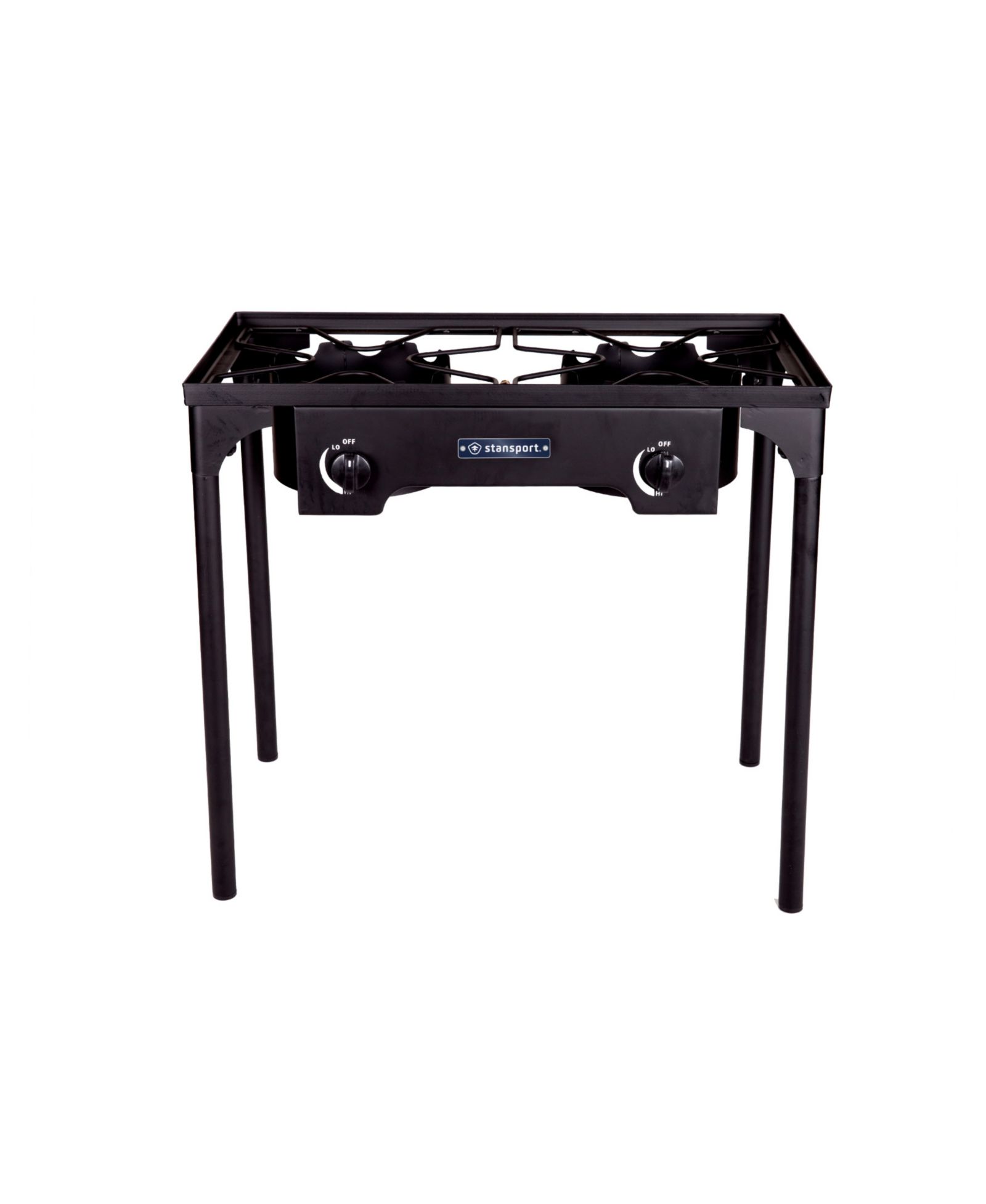 Stansport 2-Burner Base Camp Stove with Cast Iron Burners and Stand