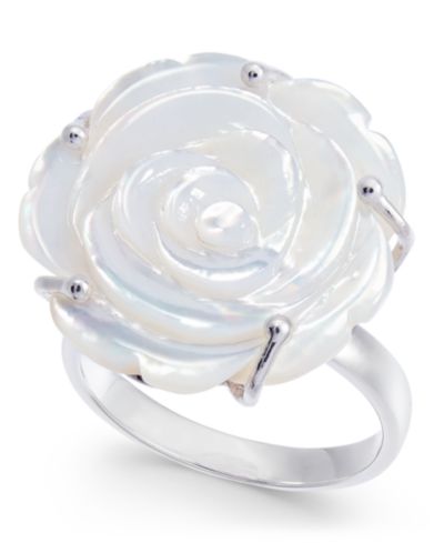 Кольцо Macy's Mother of Pearl Rose Statement Sterling Silver
