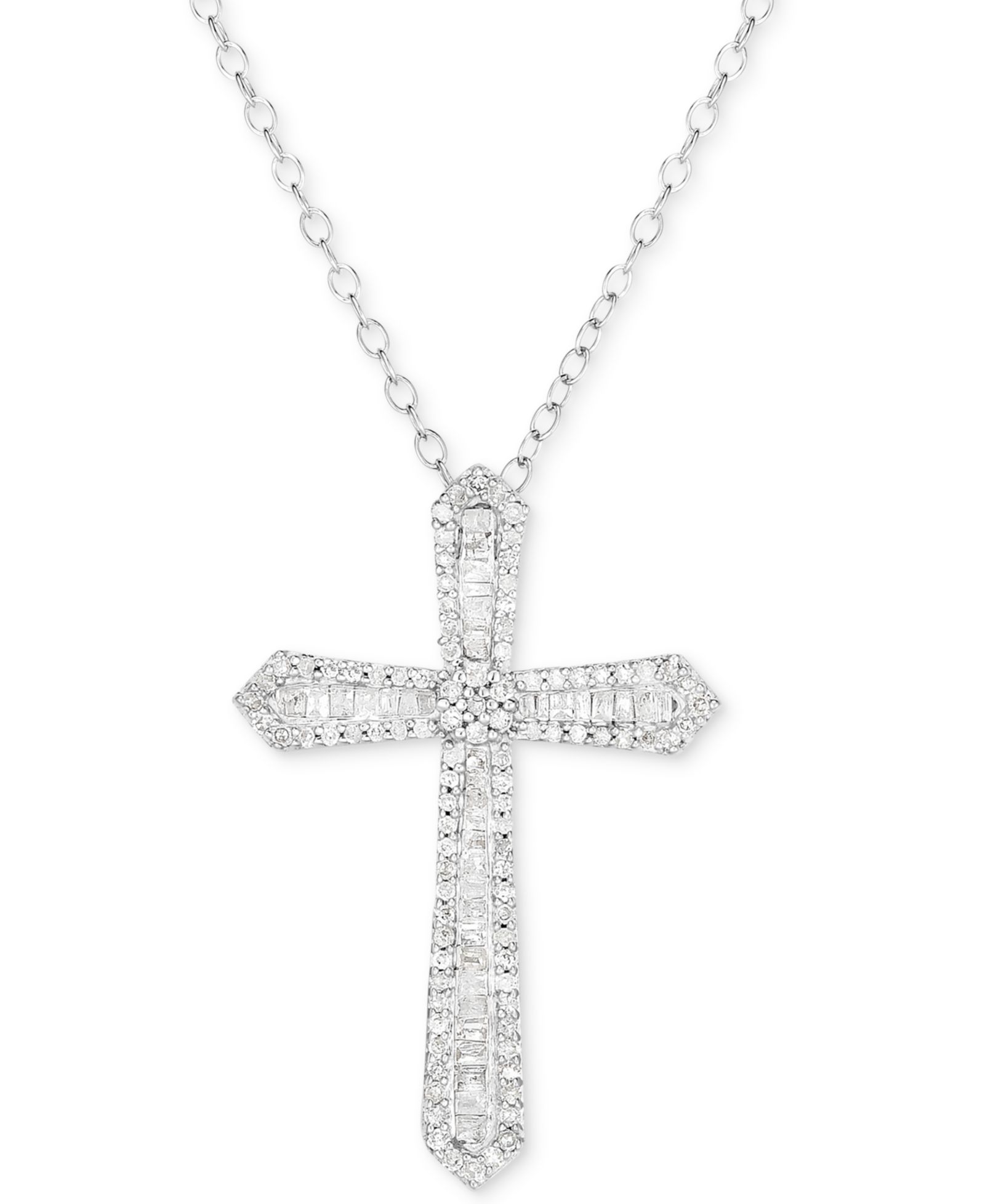 Подвеска Diamond Cross в стерлинговом серебре, 18"