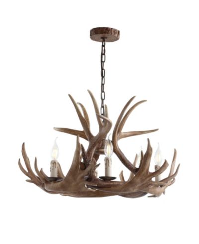 JONATHAN Y Eldora 28.5" Adjustable Resin Antler 6-Light Chandelier