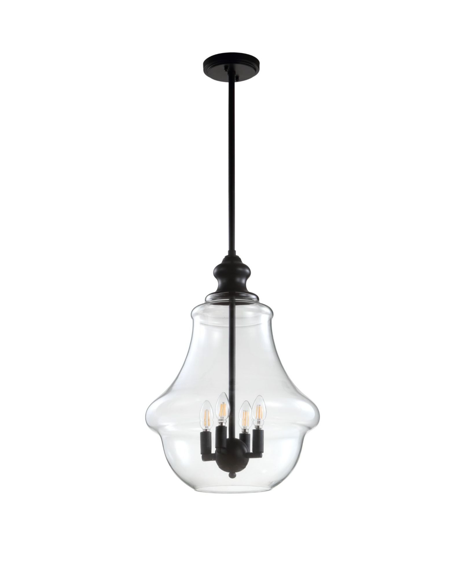 JONATHAN Y Adam 16" Adjustable Metal/Glass LED Pendant