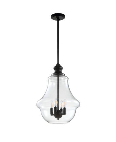 JONATHAN Y Adam 16" Adjustable Metal/Glass LED Pendant