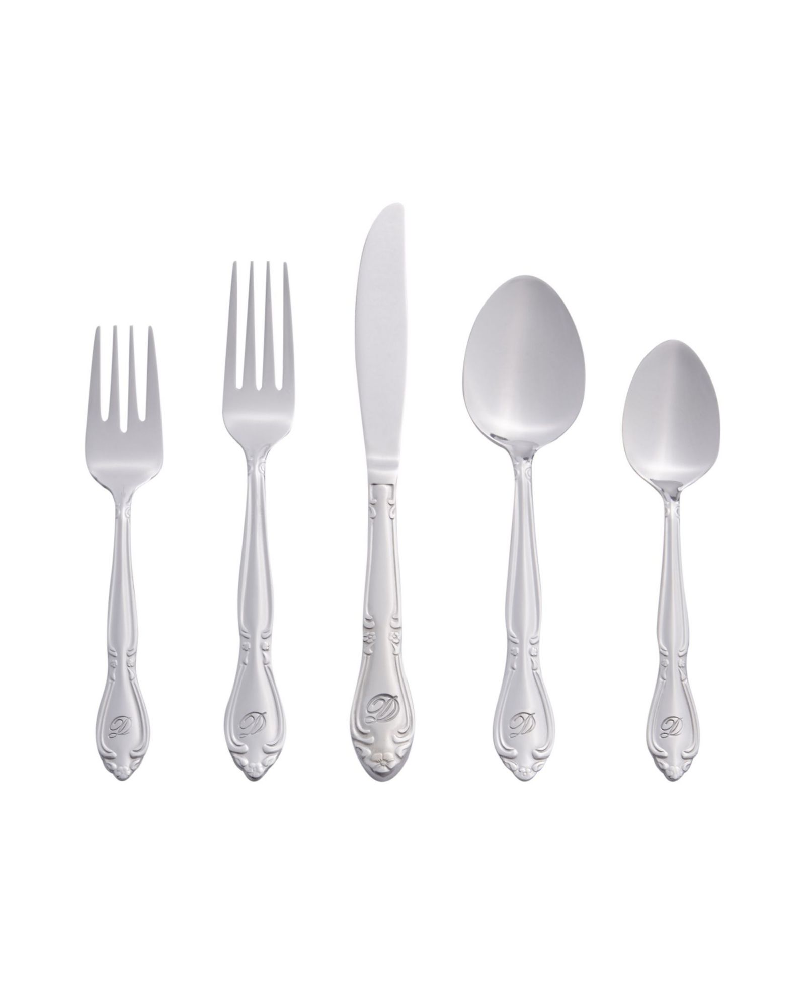 Riverridge Rose 46 Piece Monogrammed Flatware Set - D, Service for 8