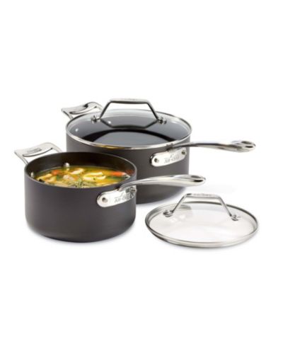 Набор посуды All-Clad Essentials Hard Anodized Nonstick, набор из 2 сотейников с крышками