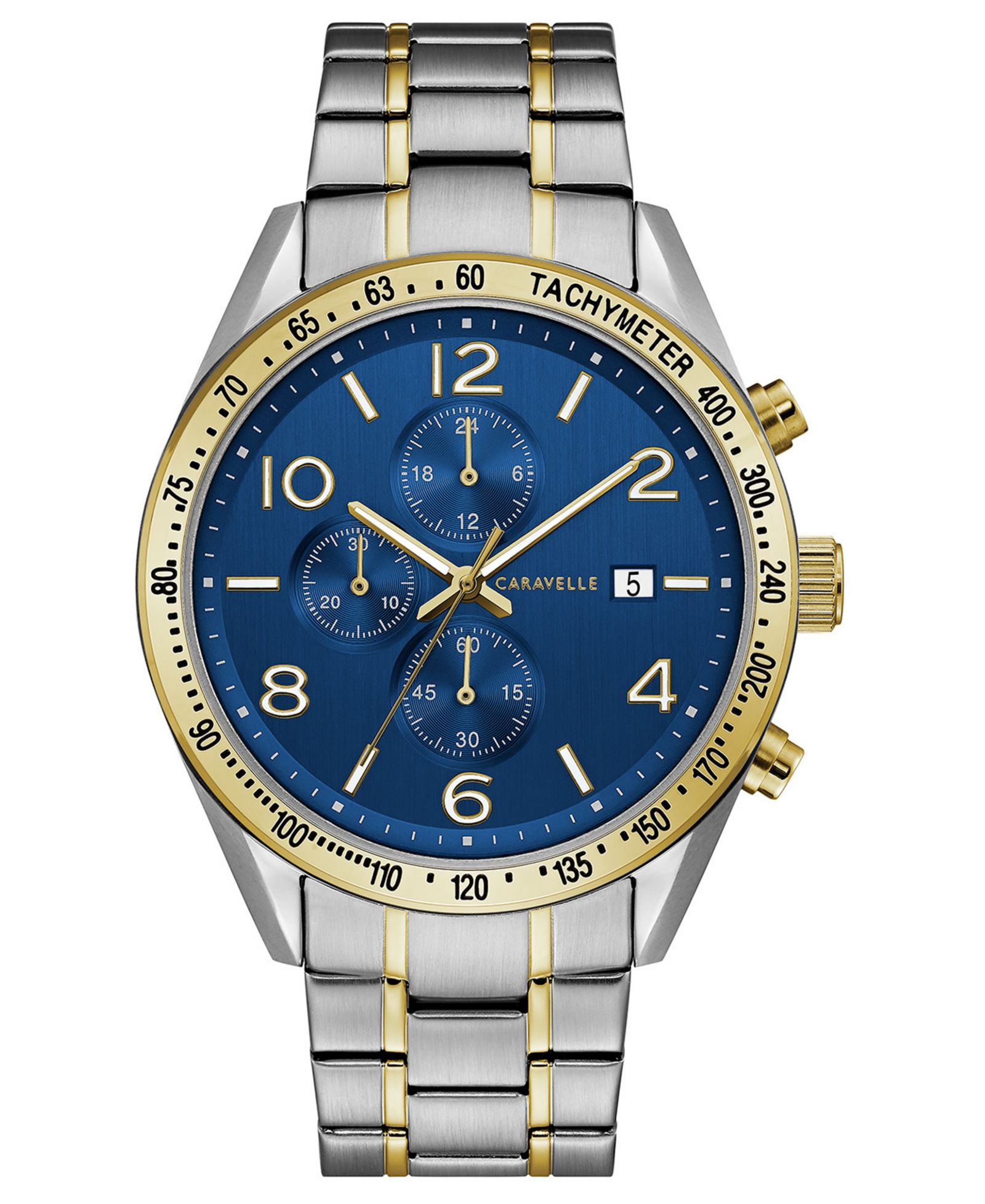 Мужские часы Caravelle Designed by Bulova Chronograph Two-Tone Stainless Steel Bracelet, 44mm