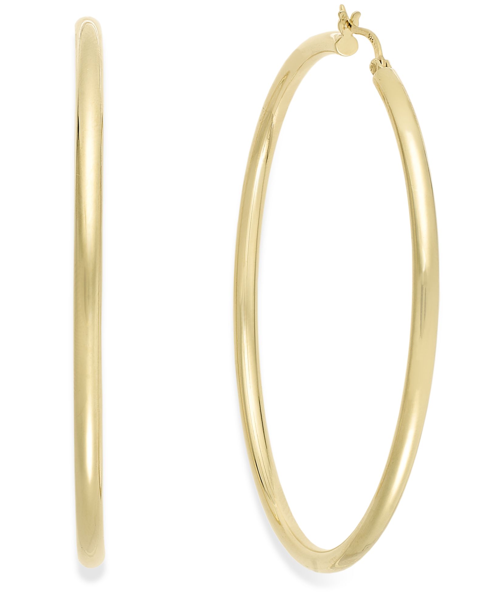 Серьги-кольца Macy's Round Hoop Earrings 14k Gold Over Silver