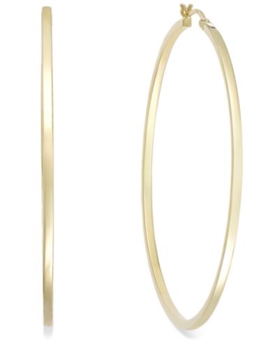 Square Tube Hoop Earrings in 14k Gold Vermeil, 60mm (Also in Sterling Silver)