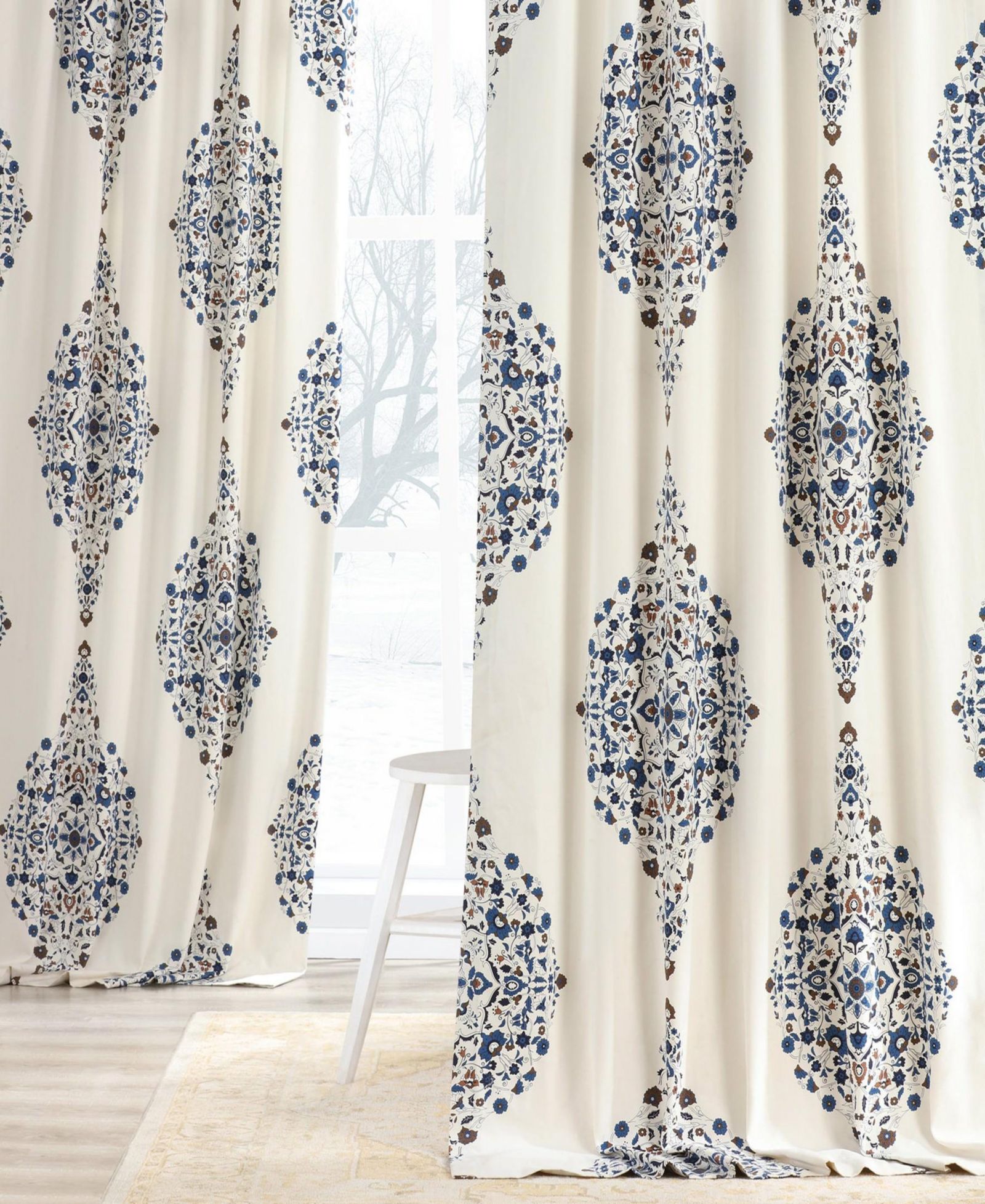 Half Price Drapes Emblem Printed Cotton Room Darkening Curtain