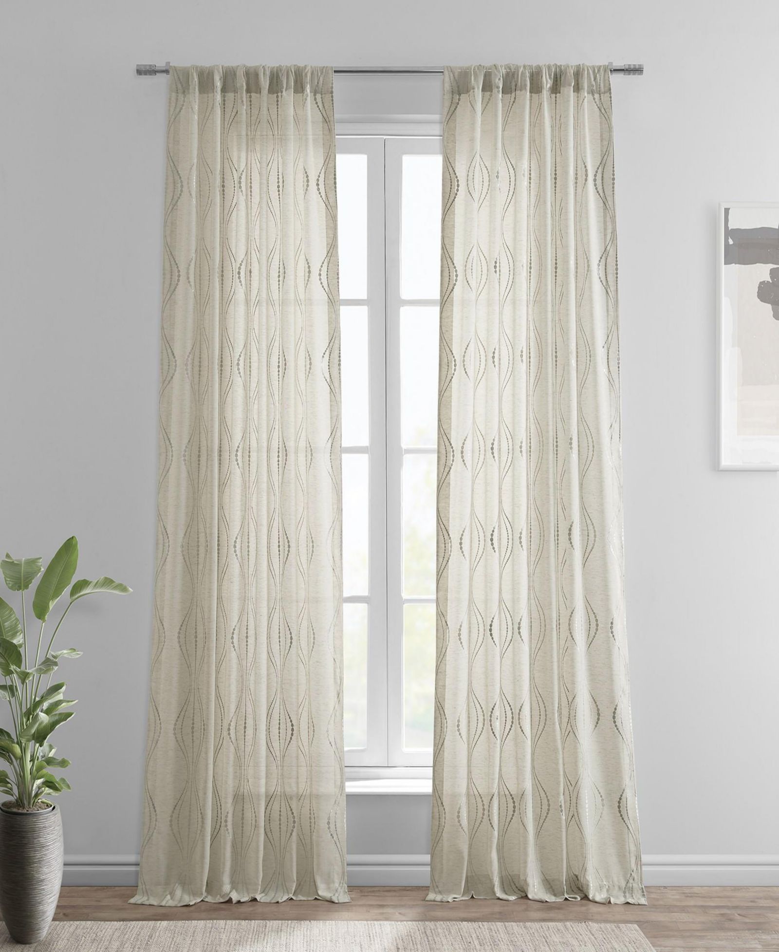 Полупрозрачная тюлевая занавеска Half Price Drapes с вышивкой и полосками