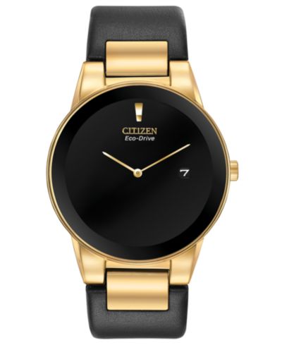 Мужские часы Citizen Eco-Drive Axiom, черный кожаный ремешок, 40mm