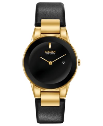 Citizen Eco-Drive Женские часы Axiom, черный кожаный ремешок, 30mm