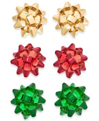 Серьги-гвоздики Holiday Lane Multi-Tone 3-Pc. Set Bow