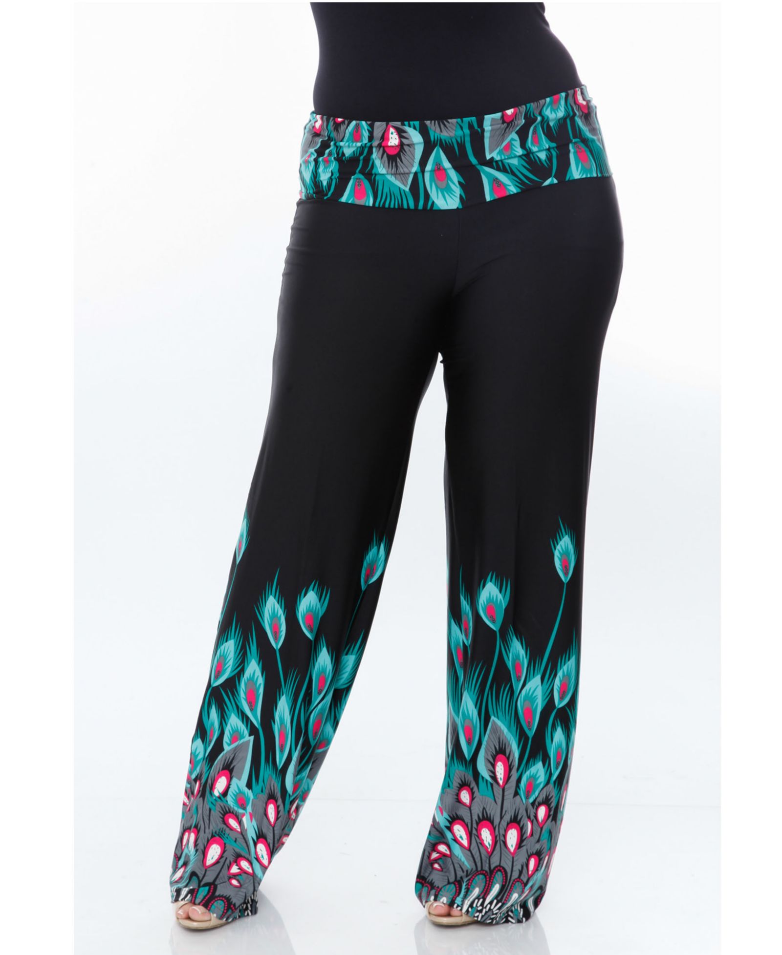 White Mark Plus Size Printed Palazzo Pants