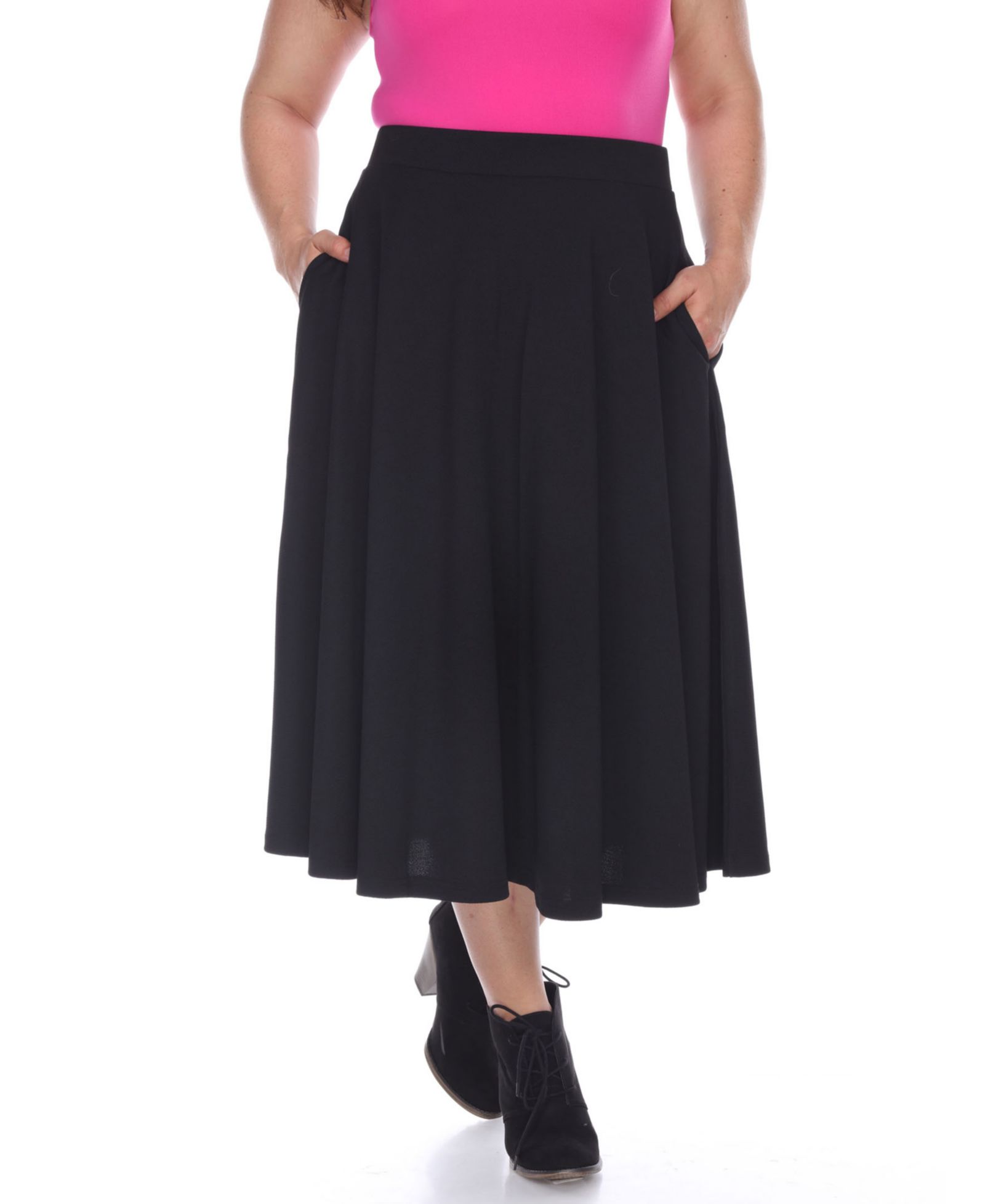 White Mark Plus Size Flared Midi Skirt