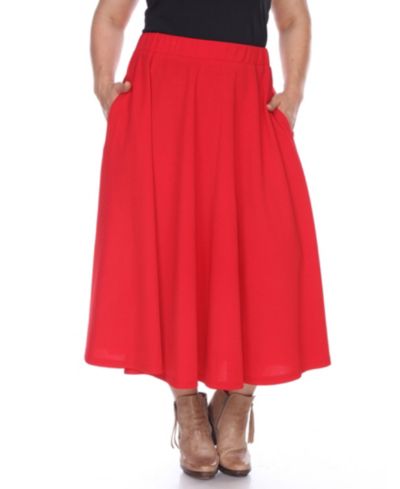 White Mark Plus Size Flared Midi Skirt