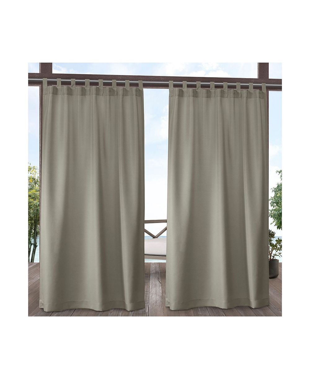 EXCLUSIVE HOME Cabana Solid Indoor/Outdoor Light Filtering, Hook-and-Loop Tab Top Curtain Panels (Set of 2)