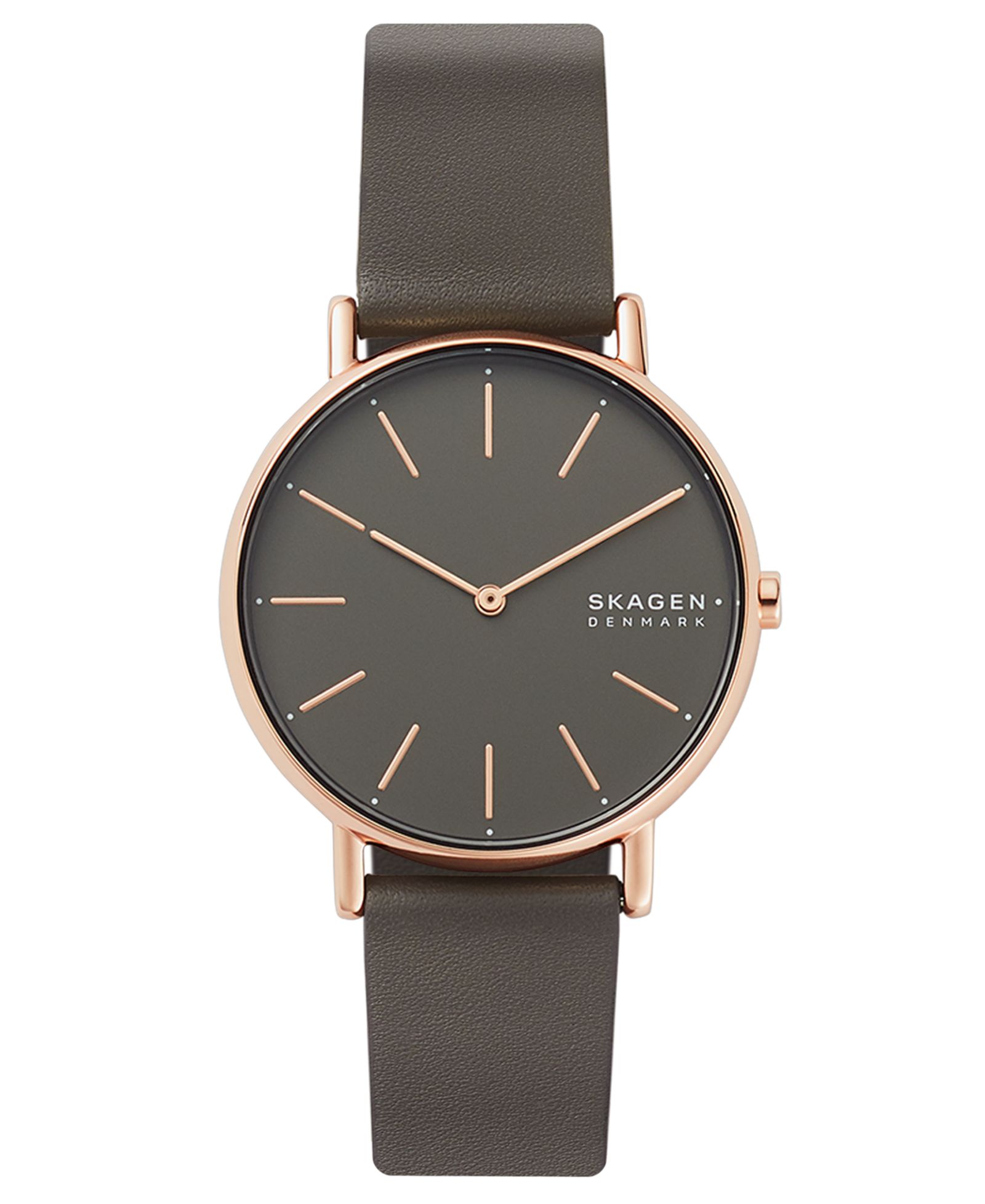 Женские часы Skagen Signatur Charcoal Leather Strap, 38mm