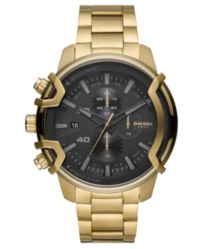 Мужские хронограф-часы Diesel Griffed Gold-Tone Stainless Steel 48mm
