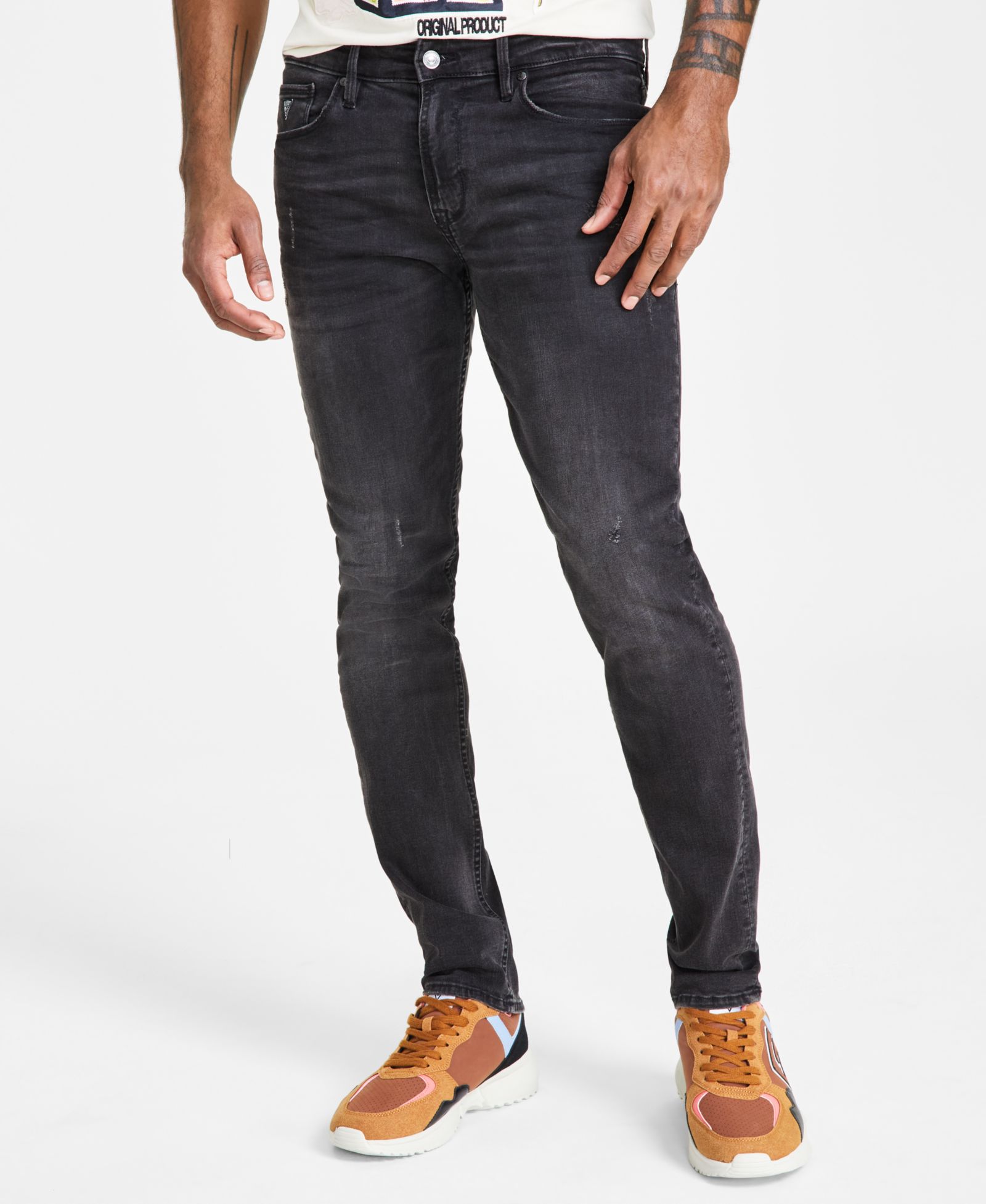 GUESS Men’s Distressed Slim Tapered Fit Jeans