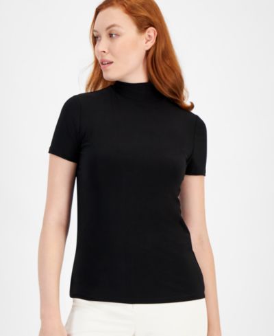 Женский топ Anne Klein с коротким рукавом и воротником-стойкой