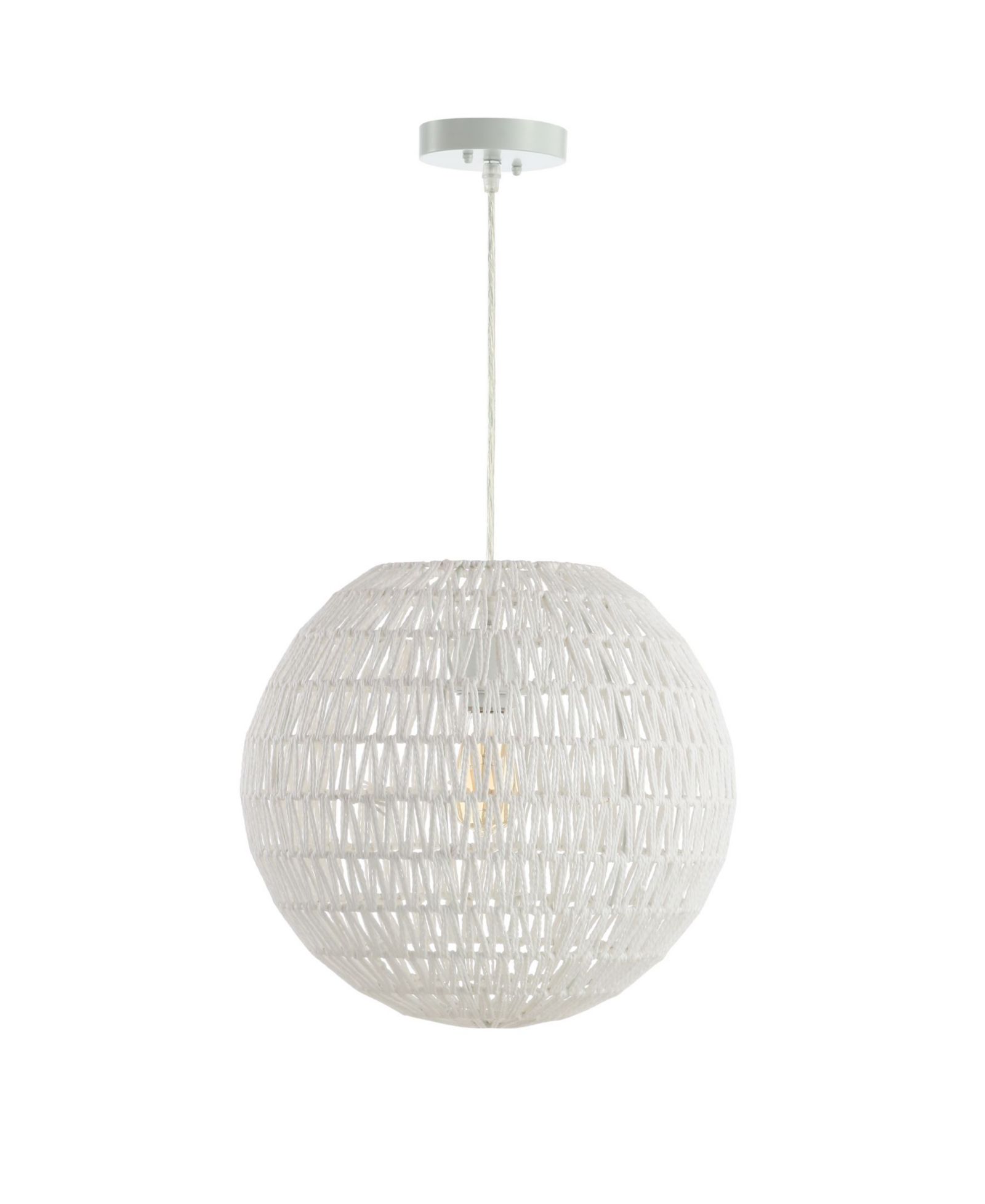 JONATHAN Y Luna 15.7" Woven Rattan Orb LED Pendant
