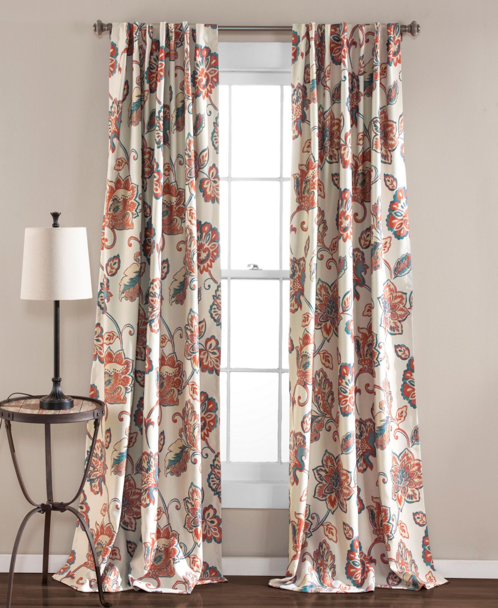 Парные шторы Lush Decor Aster Light Filtering Window Curtain Panels, 52"W x 84"L Ivory - Floral