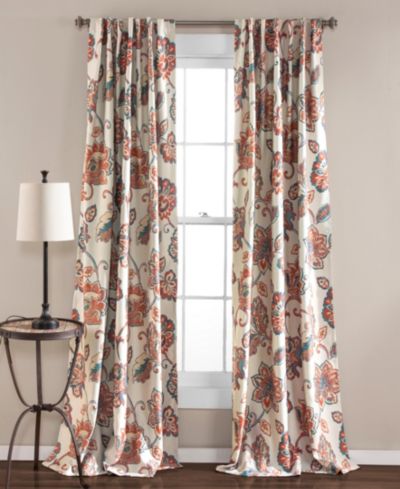 Парные шторы Lush Decor Aster Light Filtering Window Curtain Panels, 52"W x 84"L Ivory - Floral
