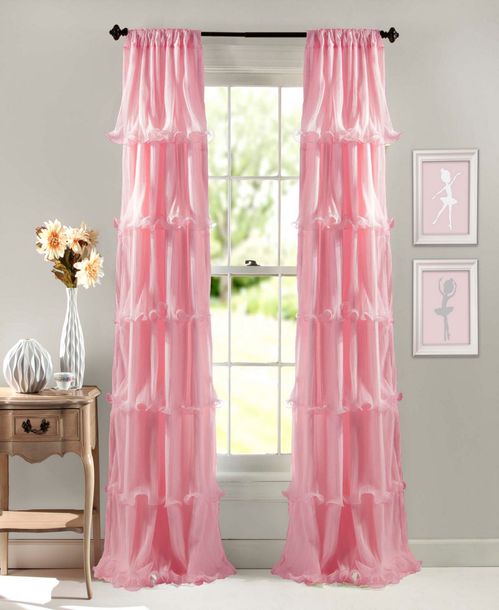 Lush Decor Nerina Light Filtering Window Panel Single 54"W x 84"L White - Ruffle Curtains for Bedroom - Coquette Decor